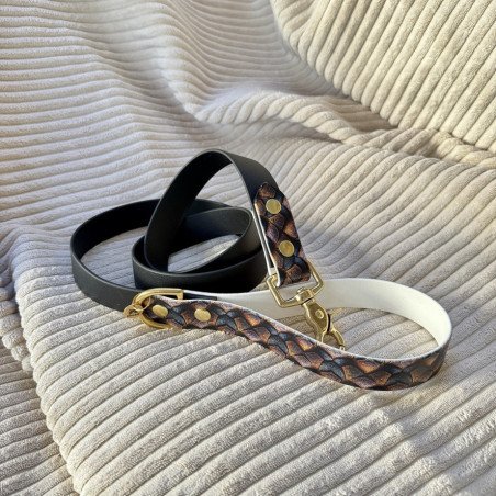 Laisse chien noire “Dragon Scale” | Poignée écailles de dragon