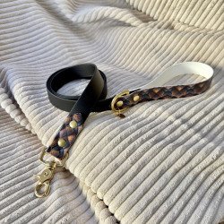 Laisse chien noire “Dragon Scale” | Poignée écailles de dragon