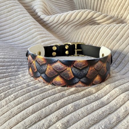 Collier chien noire “Dragon Scales” | Artisanal & robuste