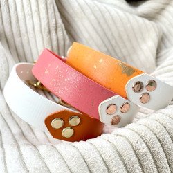 Collier chien bicolore pêche & blanc “Peach Bloom”