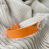 Collier chien bicolore pêche & blanc “Peach Bloom”