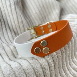 Collier chien orange brûlé & blanc “Burnt Sunset”