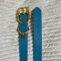Collier chien bleu pétrole | Artisanat durable et élégant