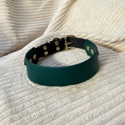 Collier vert sapin et noir pour chien | Artisanal et confortable