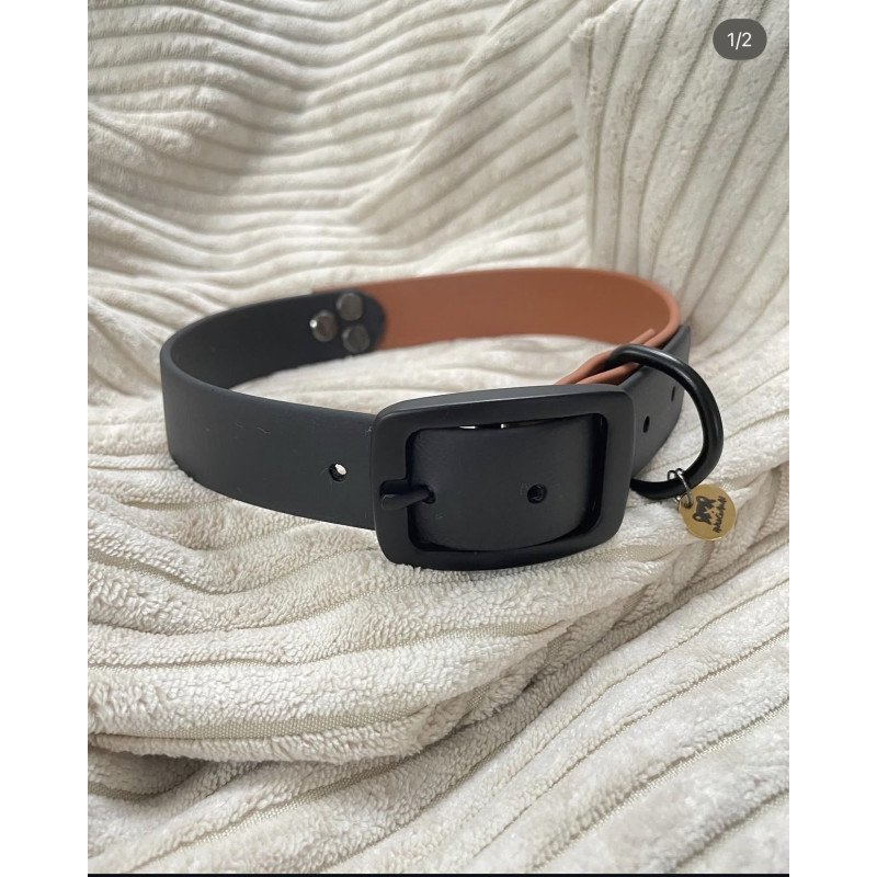 Collier Noir et marron Biothane