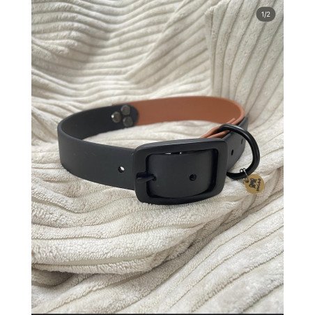 Collier Noir et marron Biothane
