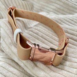 Collier Biothane Coulissant Chien Rose doré